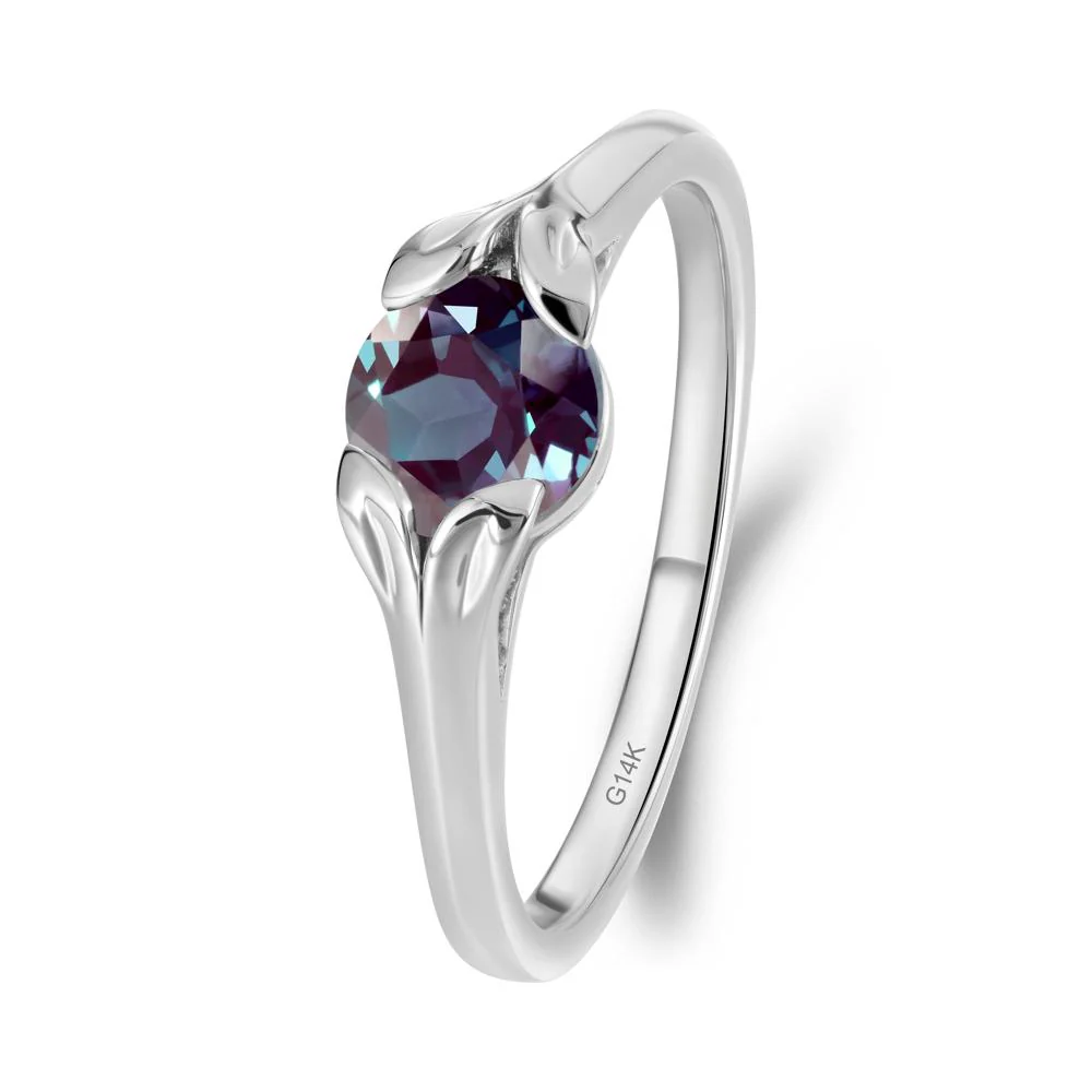 Round Alexandrite Leaf Ring - Image 2