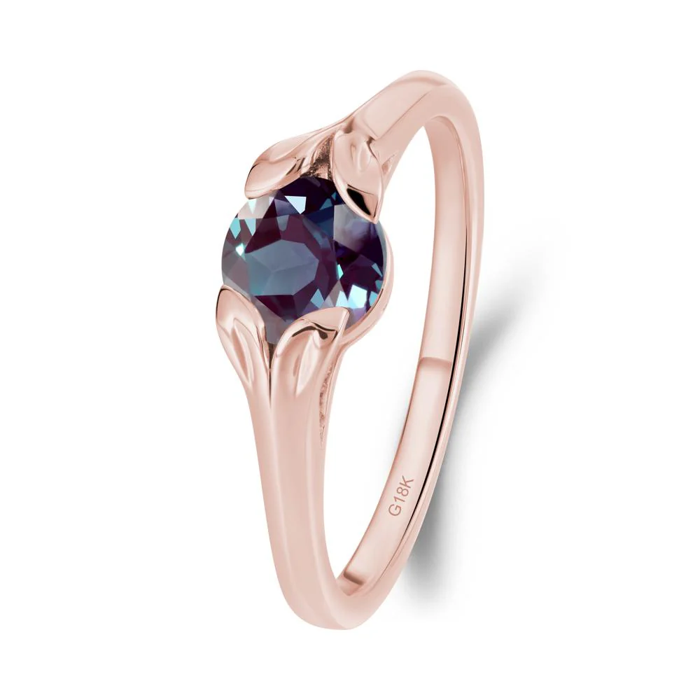 Round Alexandrite Leaf Ring - Image 5