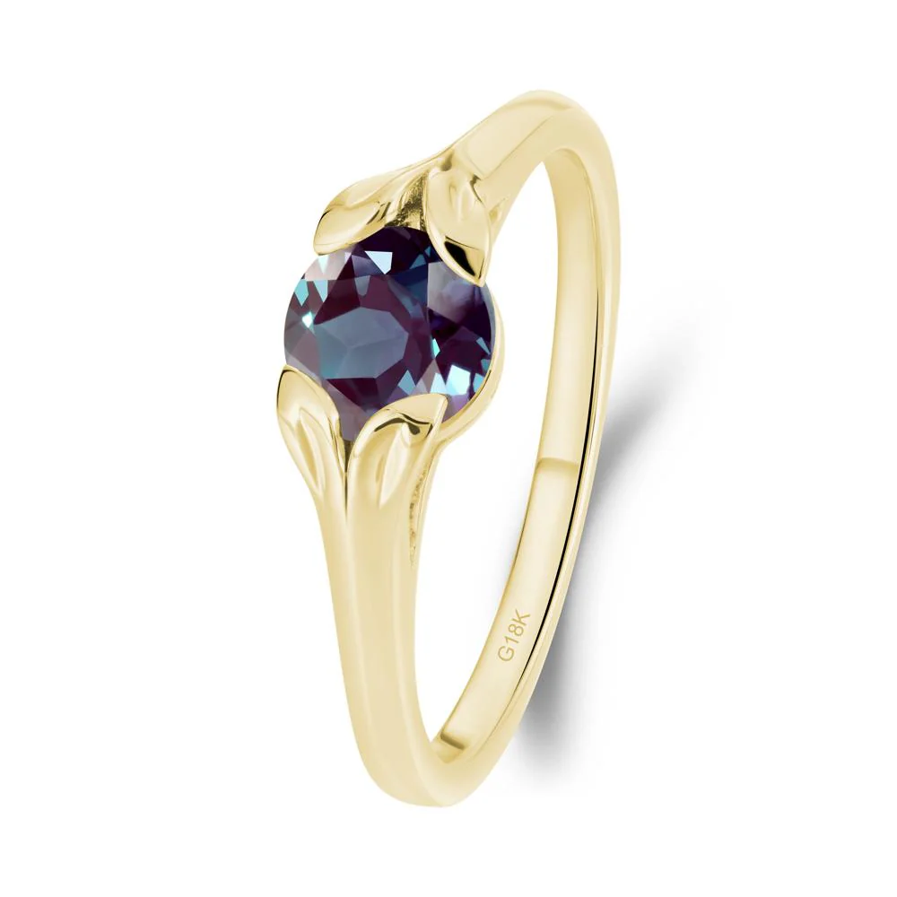 Round Alexandrite Leaf Ring - Image 6