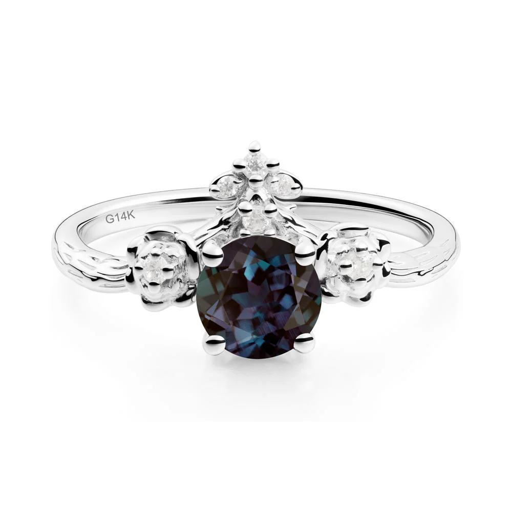 Round Alexandrite Rose Ring with Wood Grain - Image 2