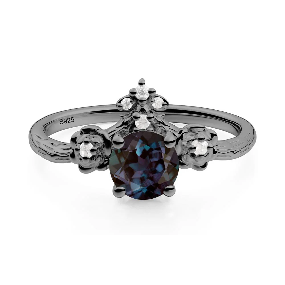 Round Alexandrite Rose Ring with Wood Grain - Image 8