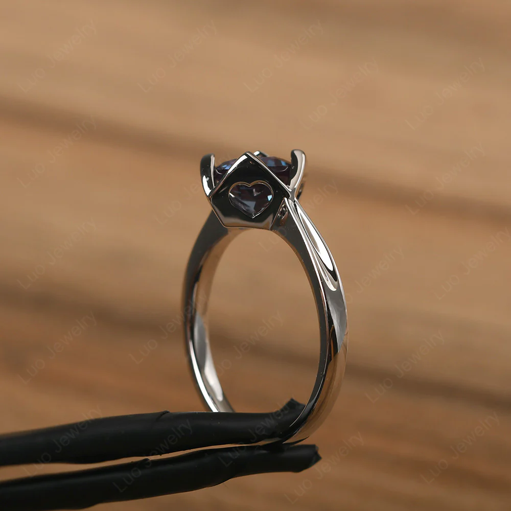 Round Alexandrite Solitaire Ring - Image 4