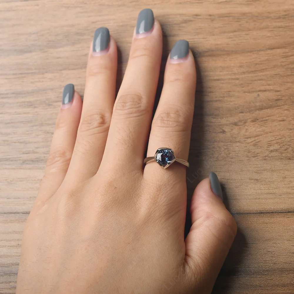 Round Alexandrite Solitaire Ring - Image 5
