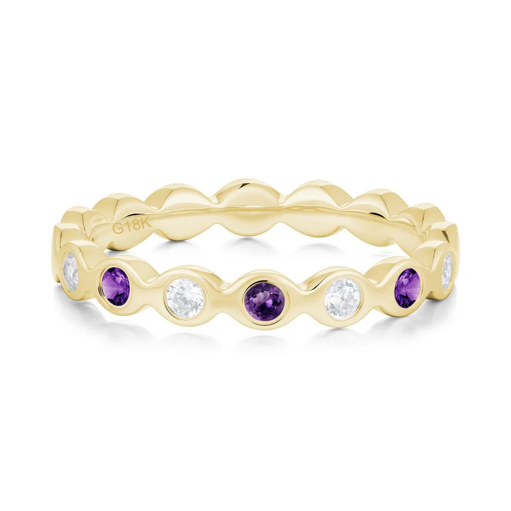 Round Amethyst and Cubic Zirconia Eternity Band Ring - Image 9
