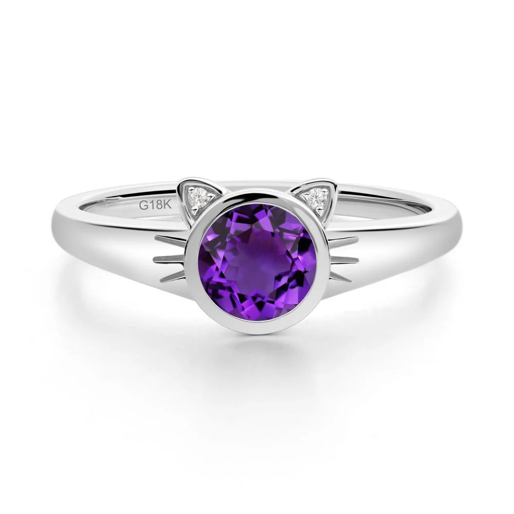 Round Amethyst Cat Ear Ring - Image 8