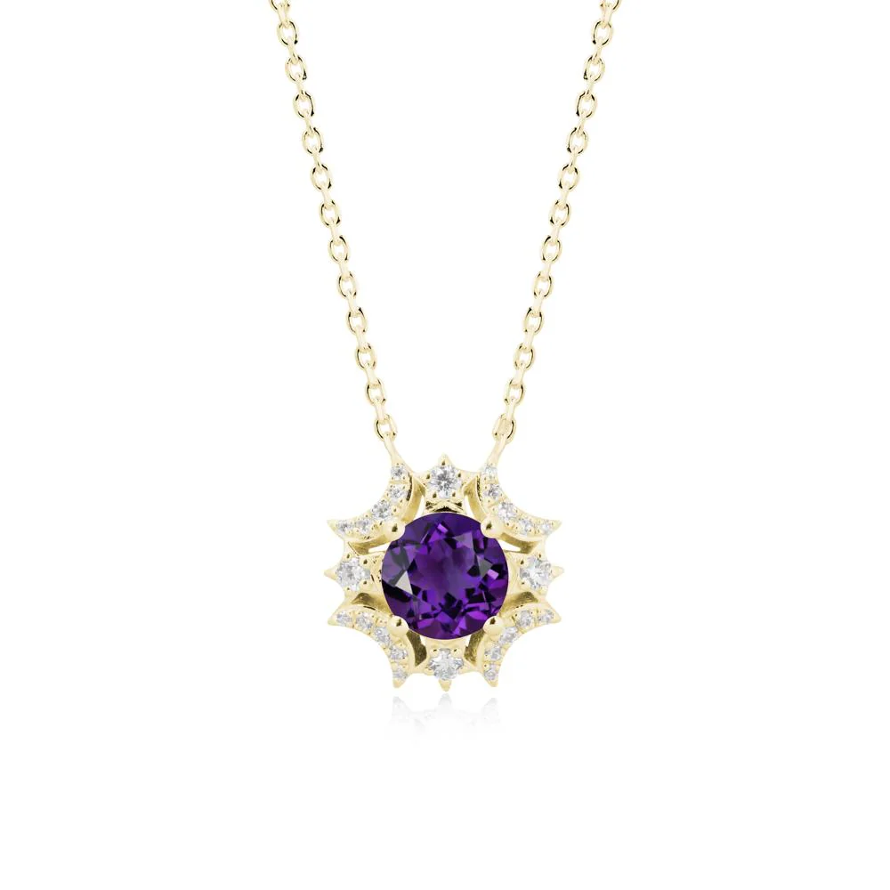 Round Amethyst Celestial Star Pendant Necklace - Image 6