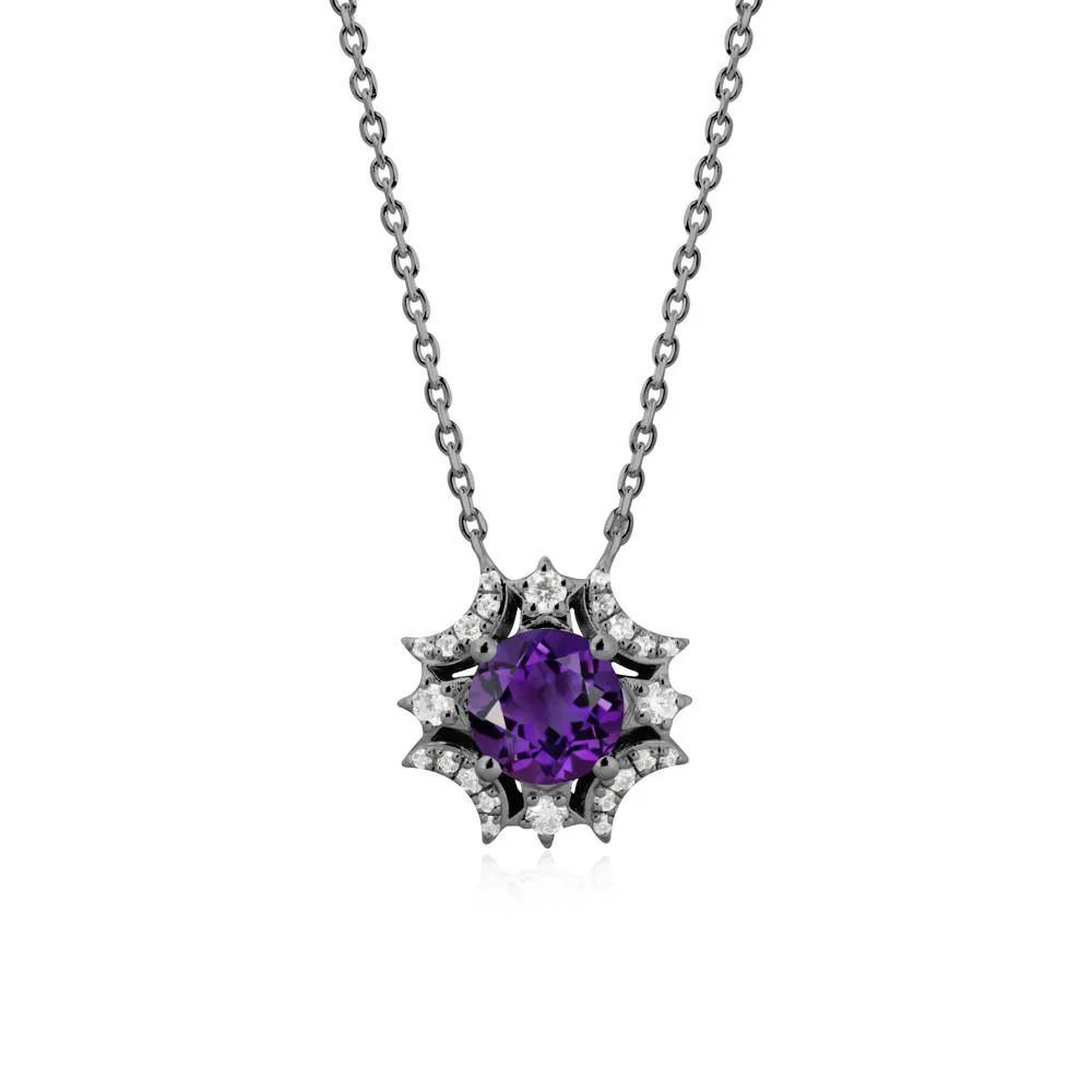 Round Amethyst Celestial Star Pendant Necklace - Image 7