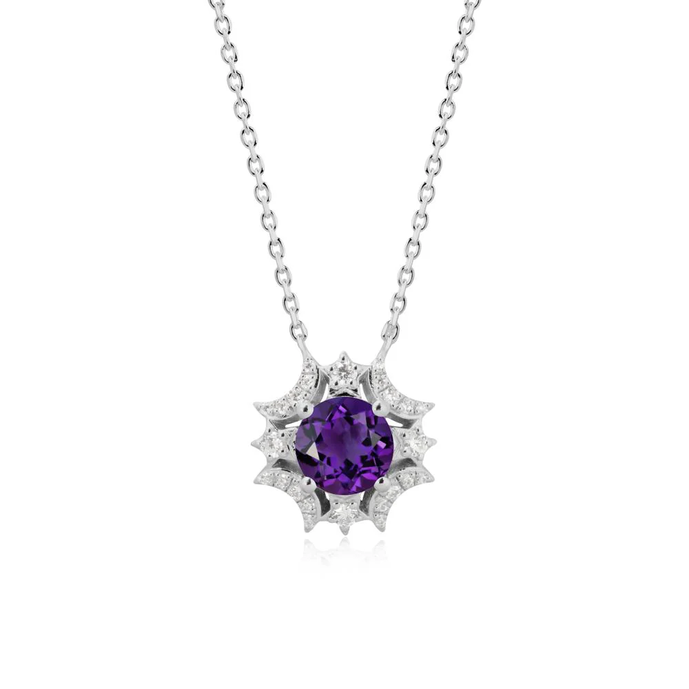 Round Amethyst Celestial Star Pendant Necklace - Image 8