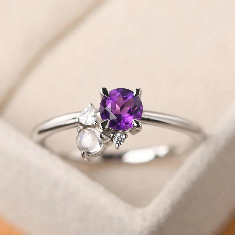 Round Amethyst Engagement Ring - Image 2
