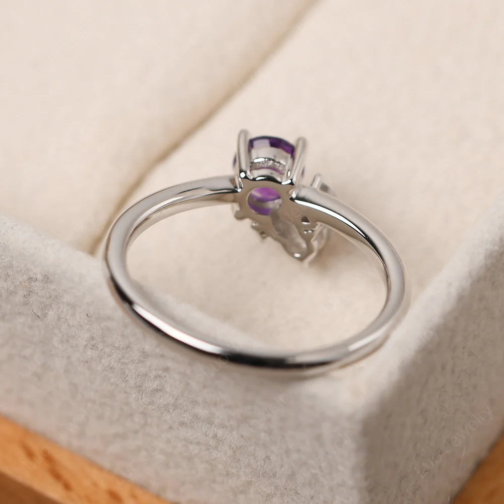 Round Amethyst Engagement Ring - Image 4