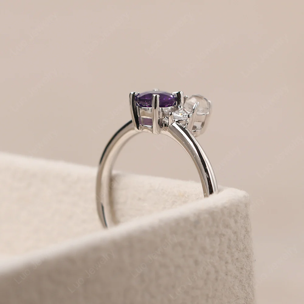 Round Amethyst Engagement Ring - Image 5