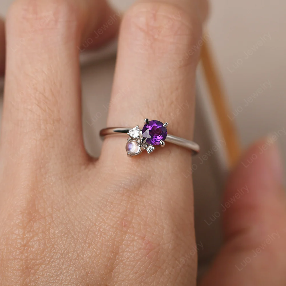 Round Amethyst Engagement Ring - Image 6