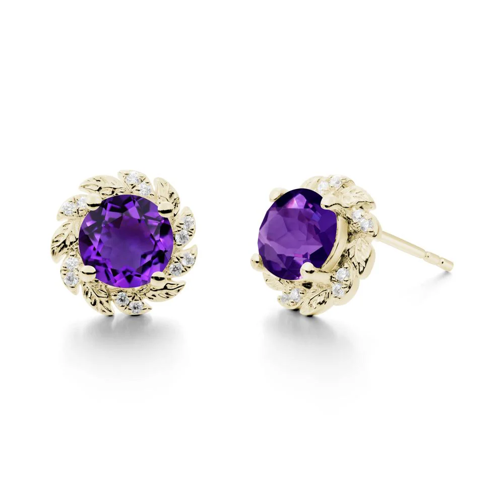 Round Amethyst Flower Earrings - Image 7