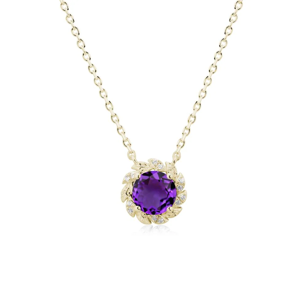 Round Amethyst Flower Necklace - Image 4