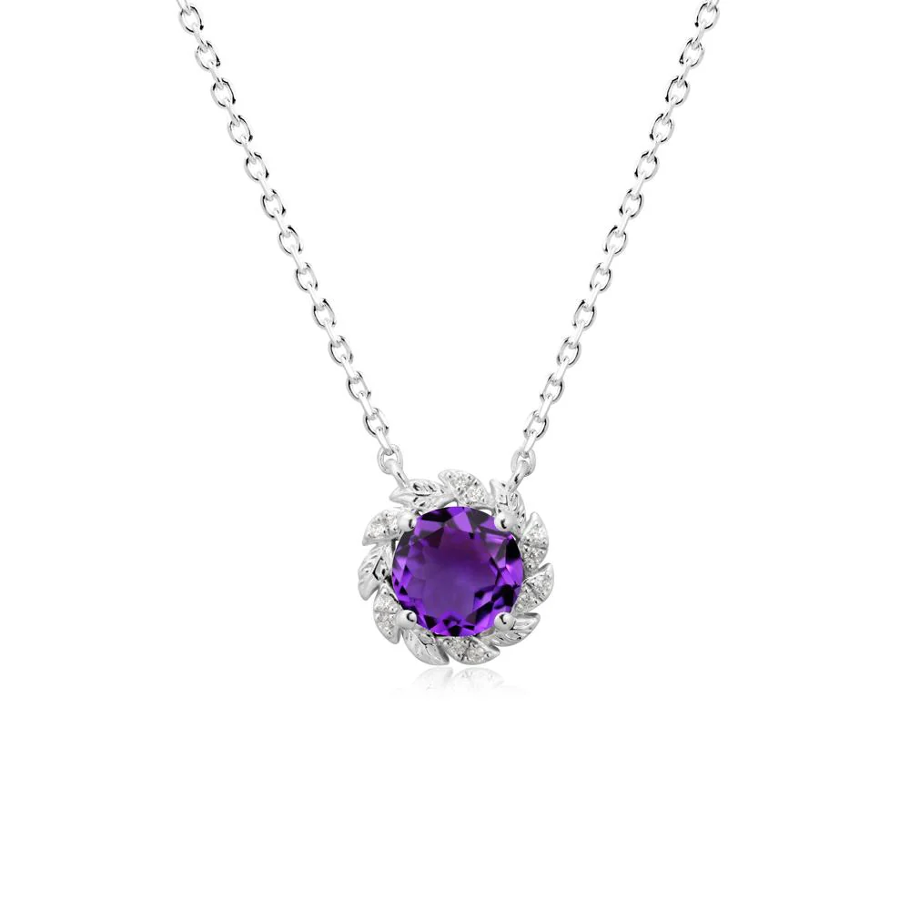 Round Amethyst Flower Necklace - Image 6