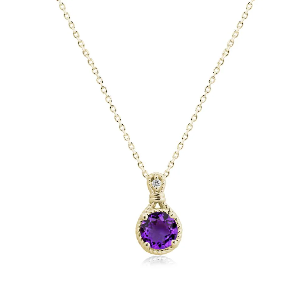 Round Amethyst Knot Rope Necklace - Image 3