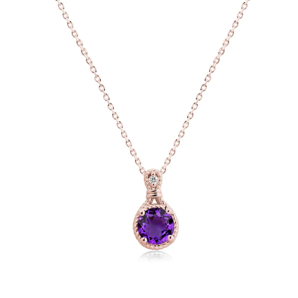 Round Amethyst Knot Rope Necklace - Image 4