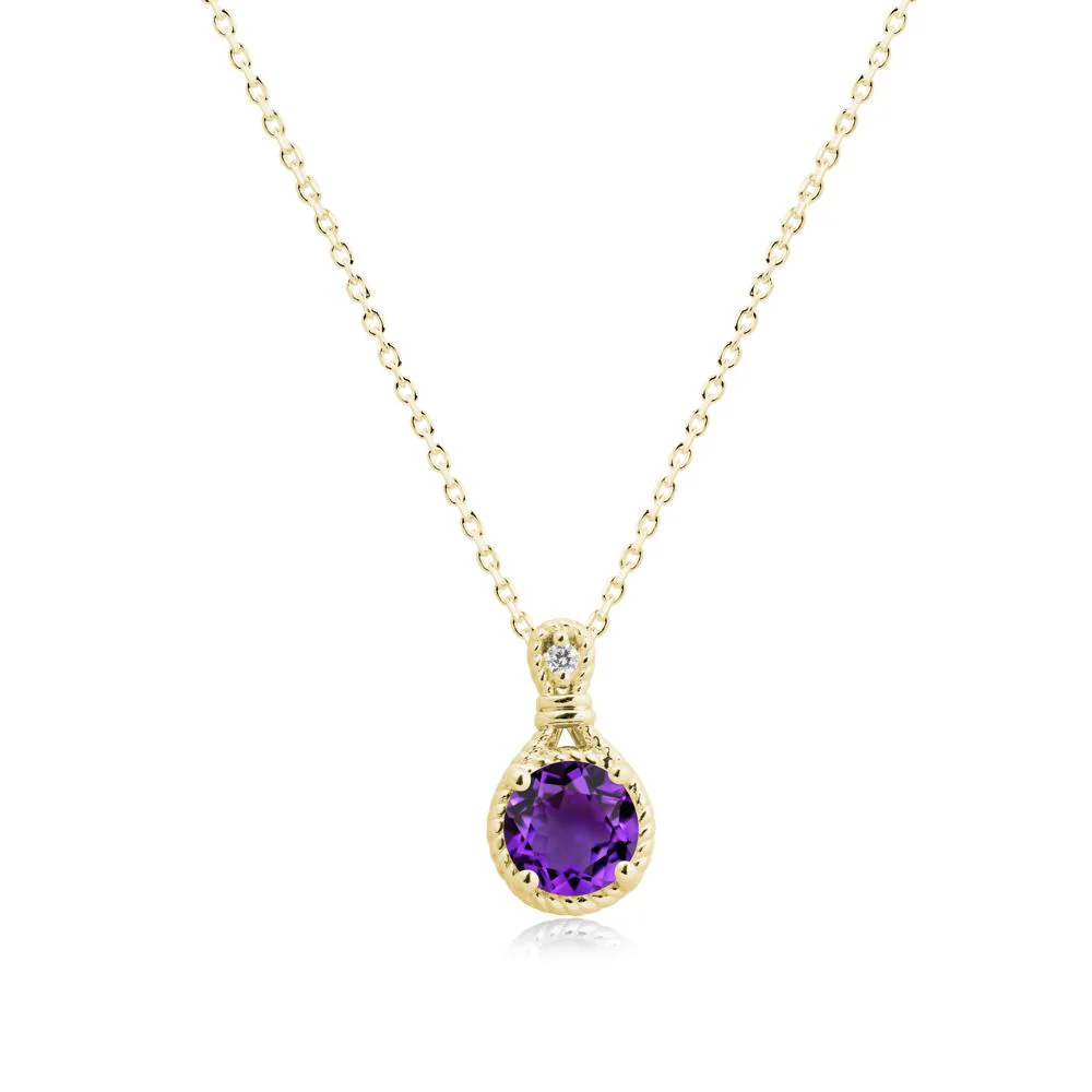 Round Amethyst Knot Rope Necklace - Image 6