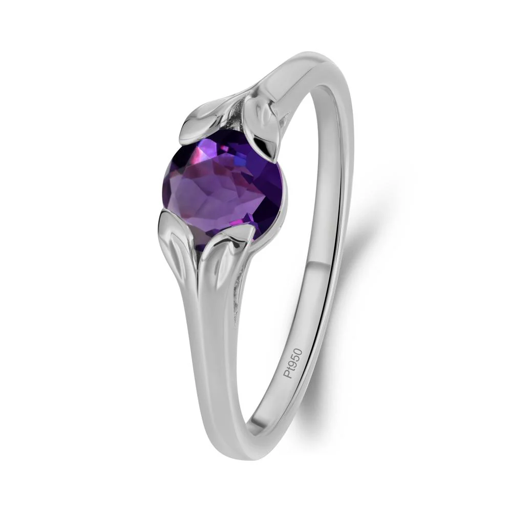 Round Amethyst Leaf Ring - Image 6
