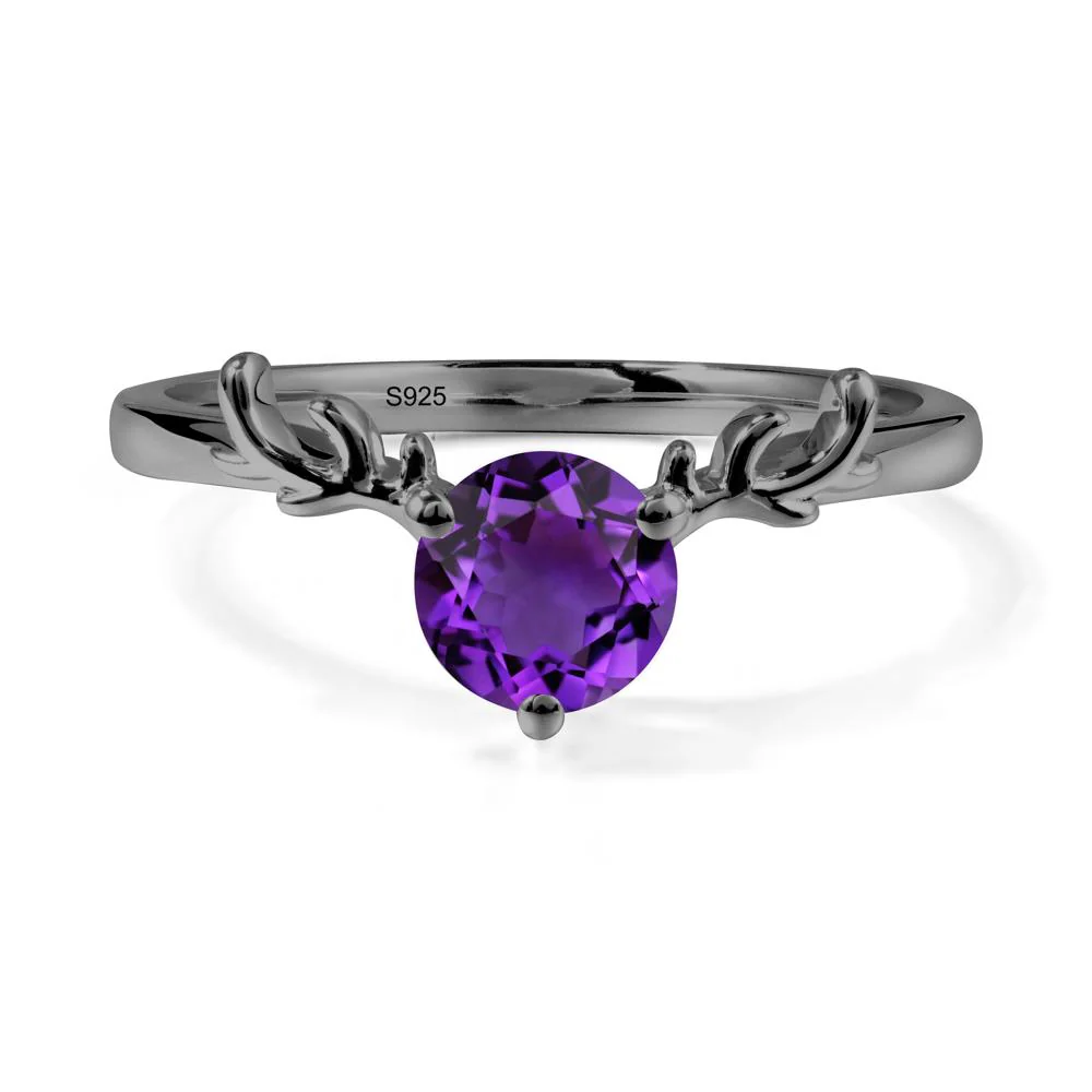 Round Amethyst Antler Christmas Ring - Image 8