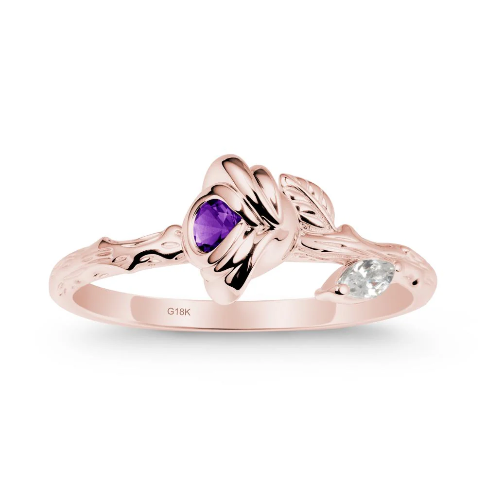 Round Amethyst Rose Ring - Image 5