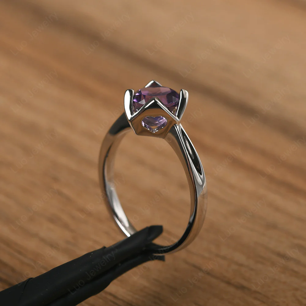 Amethyst Lotus Flower Engagement Ring - Image 4