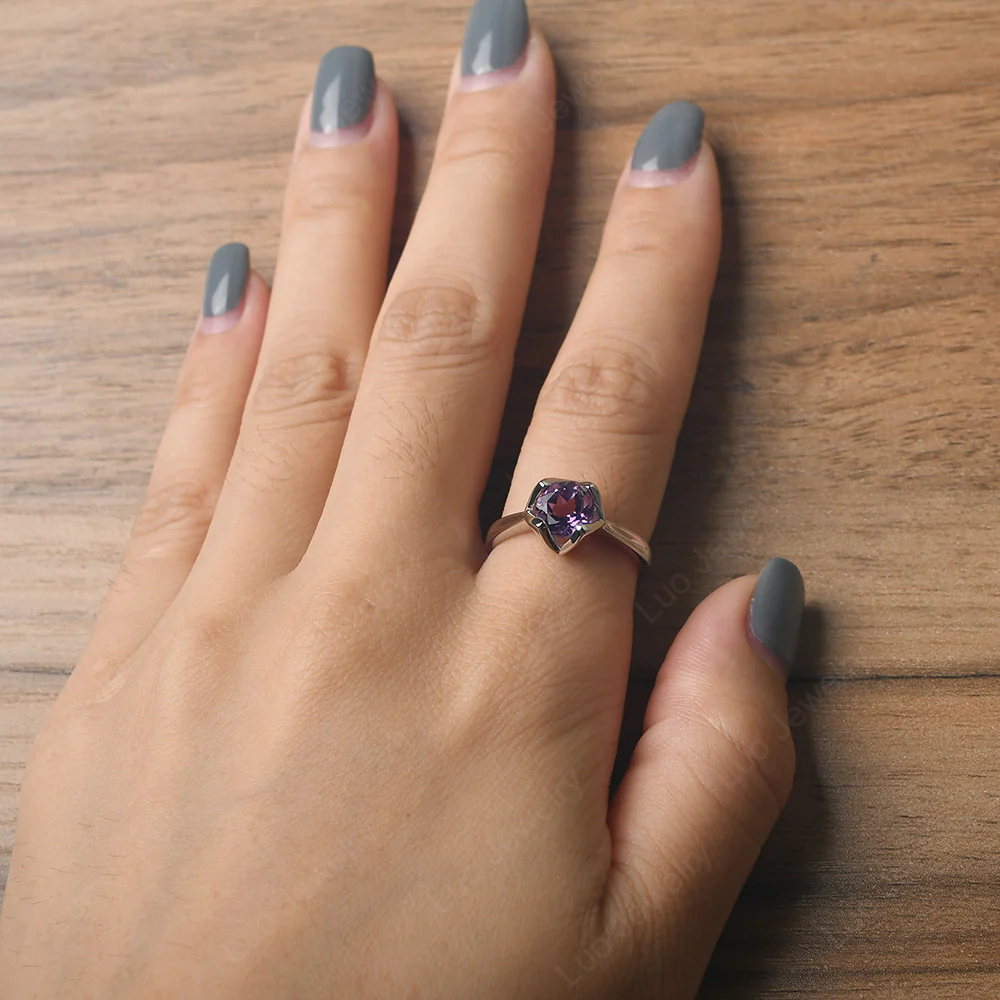 Amethyst Lotus Flower Engagement Ring - Image 5
