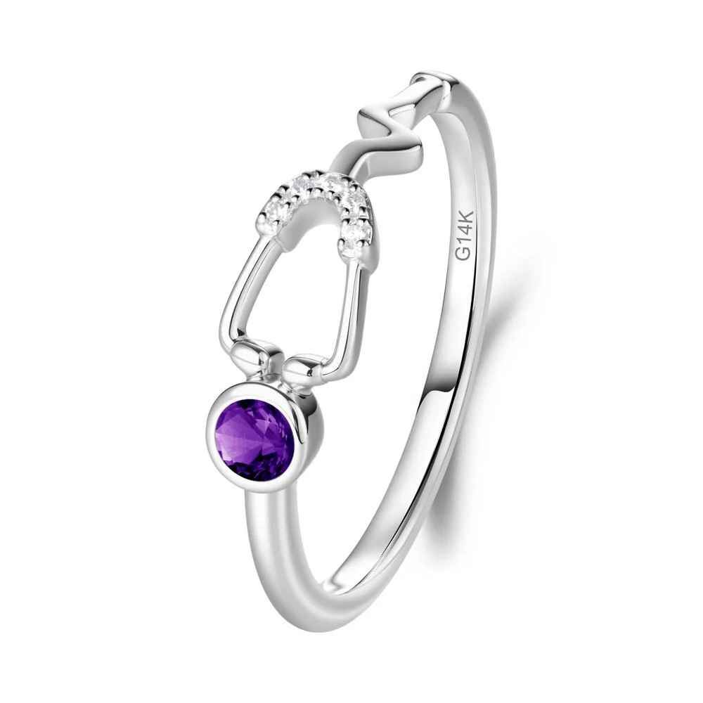 Round Amethyst Stethoscope Ring - Image 3