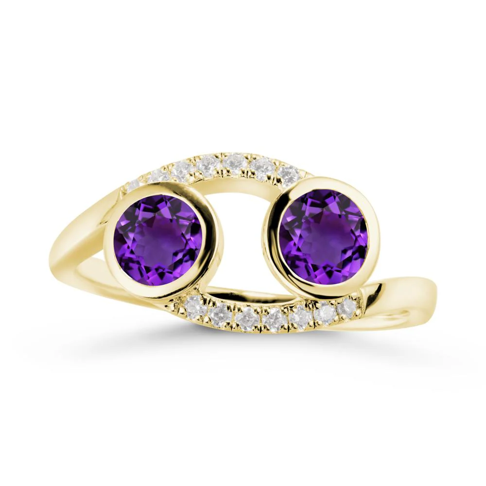 Round Amethyst Two Stone Ring - Image 6