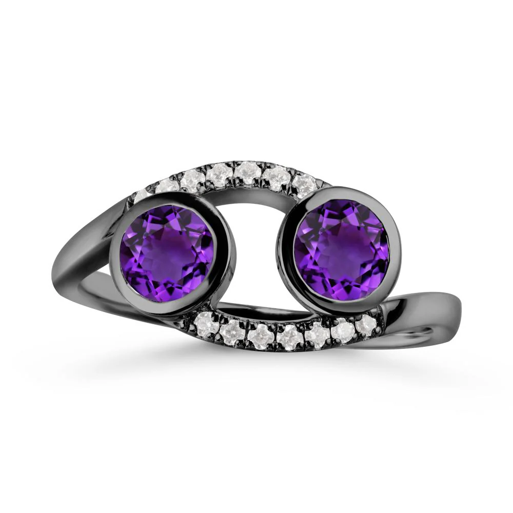 Round Amethyst Two Stone Ring - Image 7