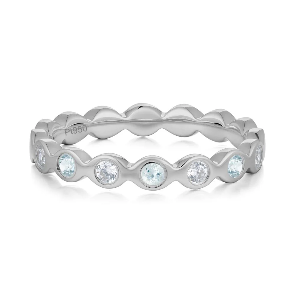 Round Aquamarine and Cubic Zirconia Eternity Ring - Image 2