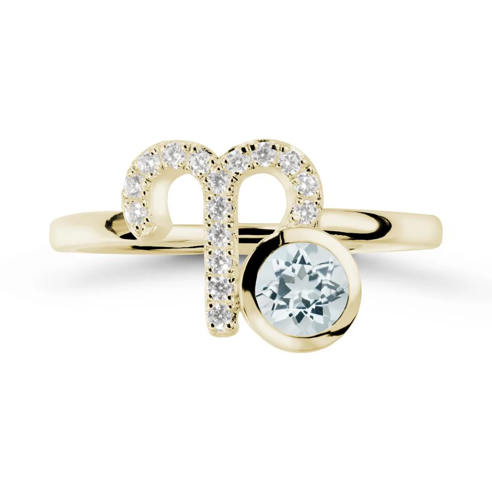 Round Aquamarine Aries Zodiac Ring-Bold & Ambitious - Image 4