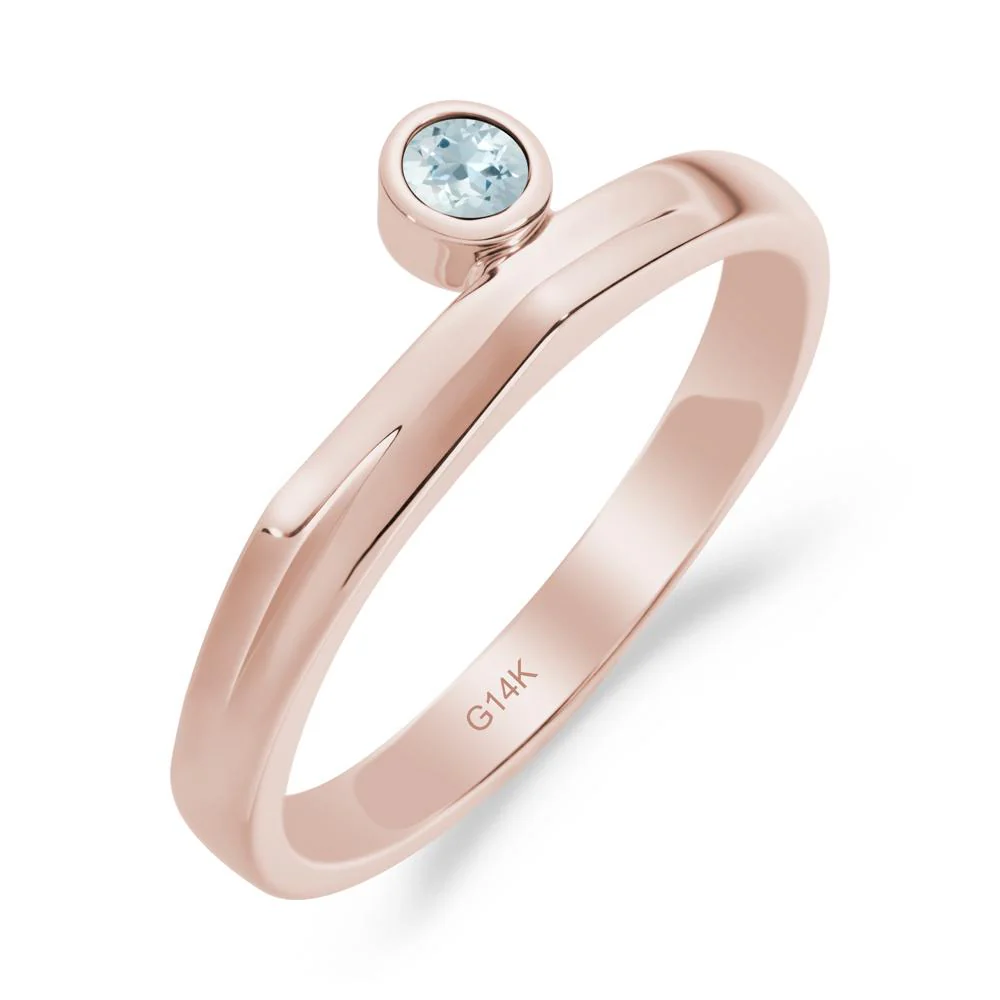 Round Aquamarine Bezel Ring - Image 5