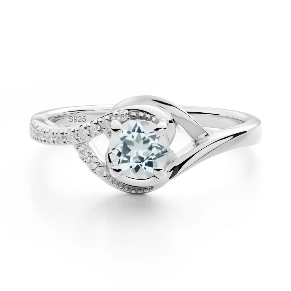 Round Aquamarine Bypass Statement Ring - Image 3