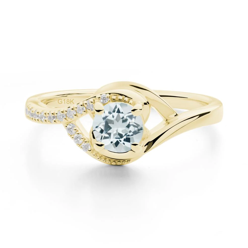 Round Aquamarine Bypass Statement Ring - Image 4