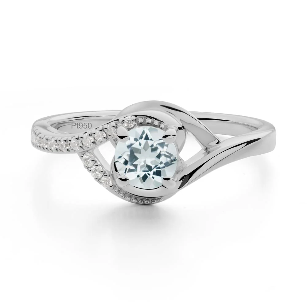 Round Aquamarine Bypass Statement Ring - Image 6