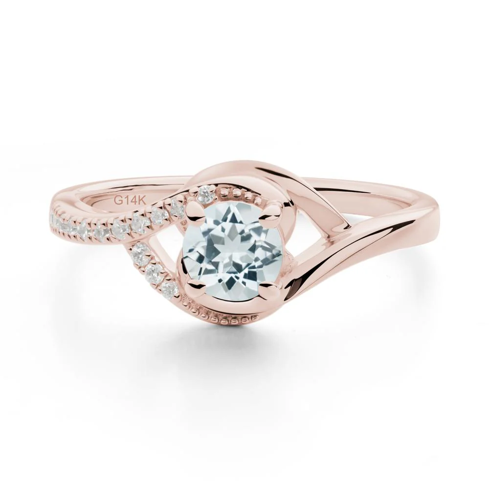 Round Aquamarine Bypass Statement Ring - Image 7
