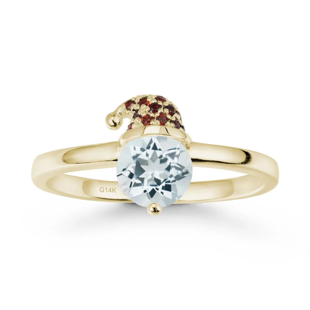 Round Aquamarine Creative Ring In 14K Rose Gold - Image 4