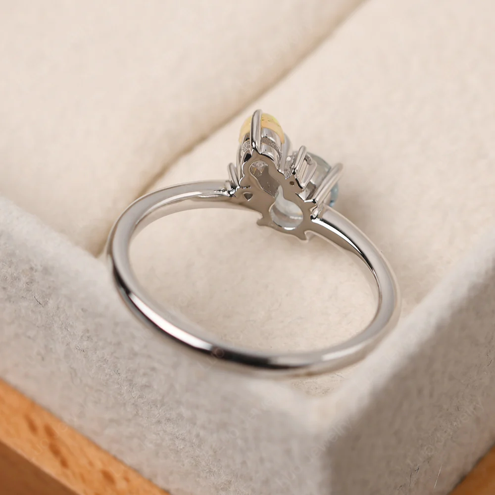 Round Aquamarine Engagement Ring - Image 4