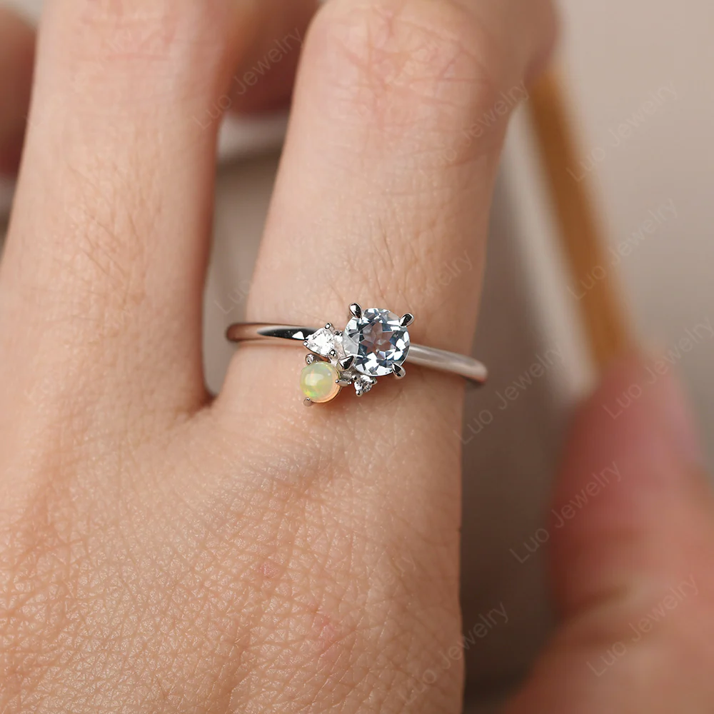 Round Aquamarine Engagement Ring - Image 6