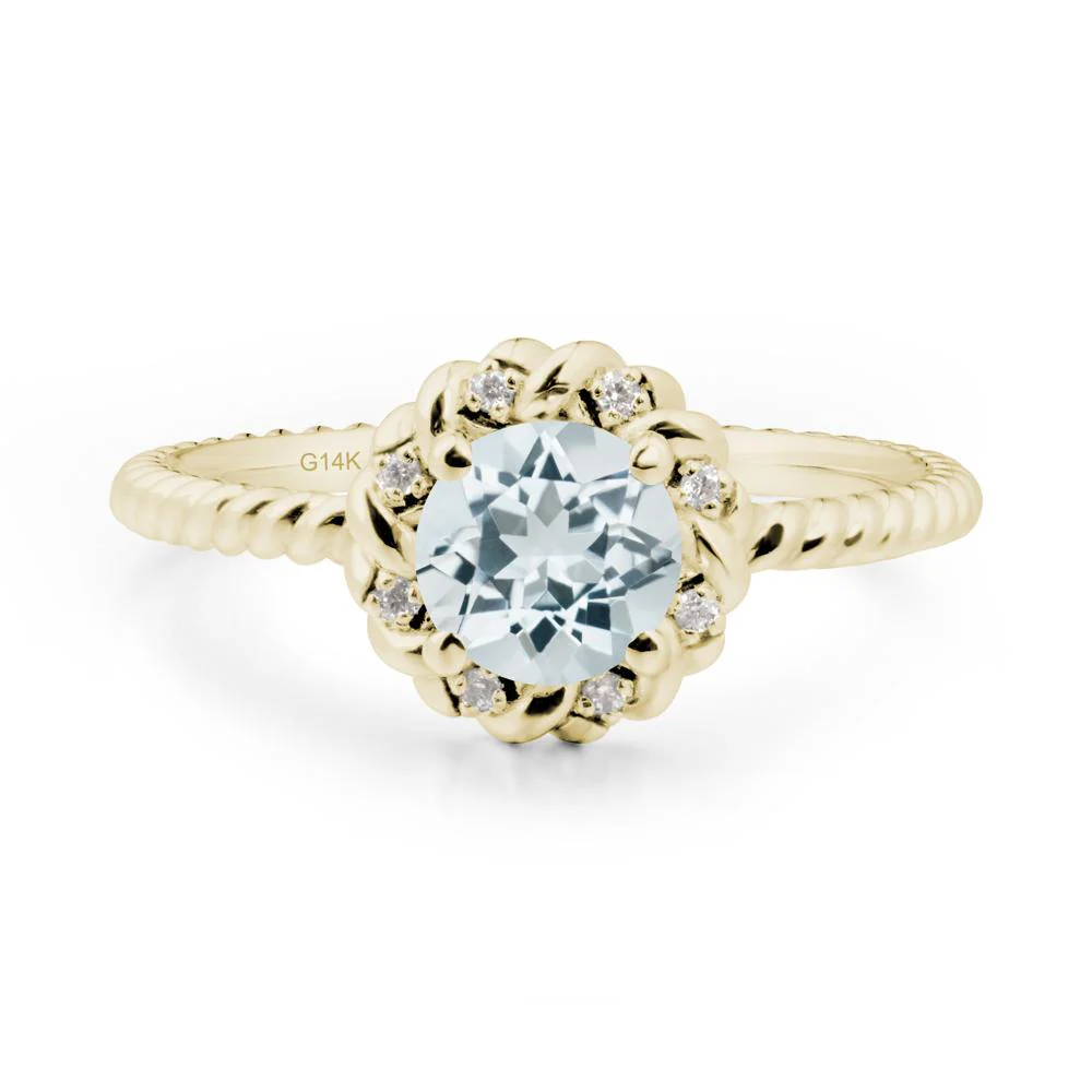 Round Aquamarine Halo Engagement Ring - Image 4