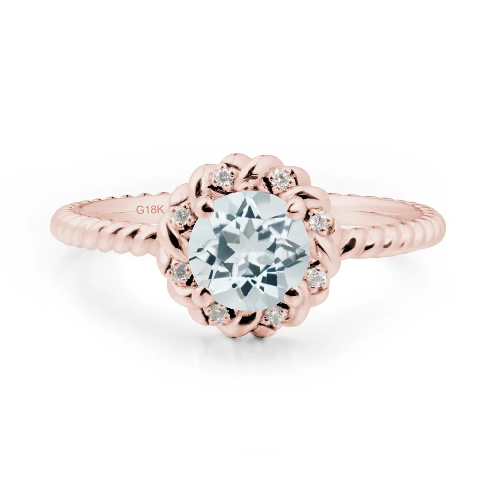 Round Aquamarine Halo Engagement Ring - Image 5
