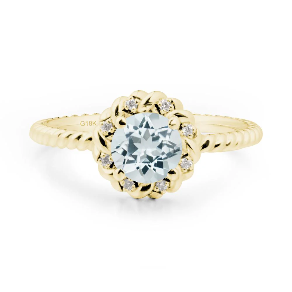 Round Aquamarine Halo Engagement Ring - Image 7