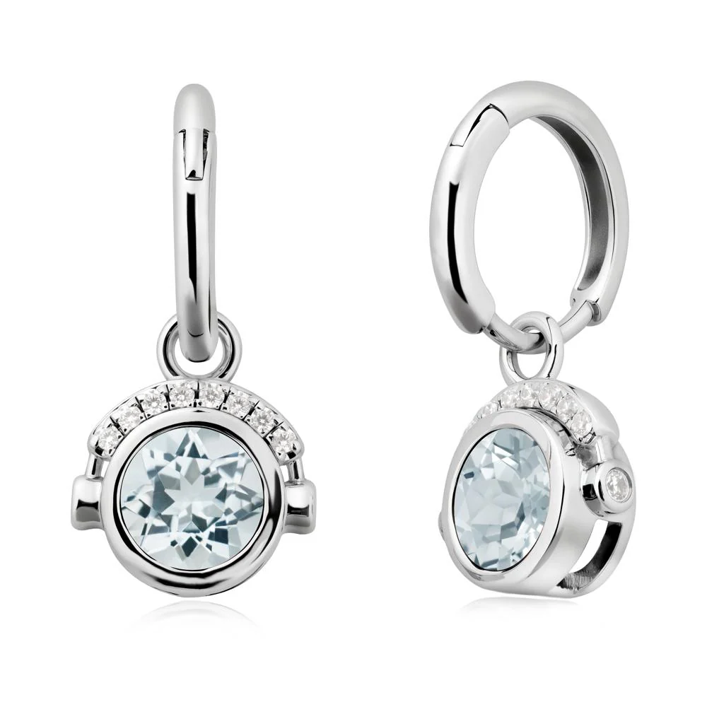 Round Aquamarine Headphones Earrings - Image 9