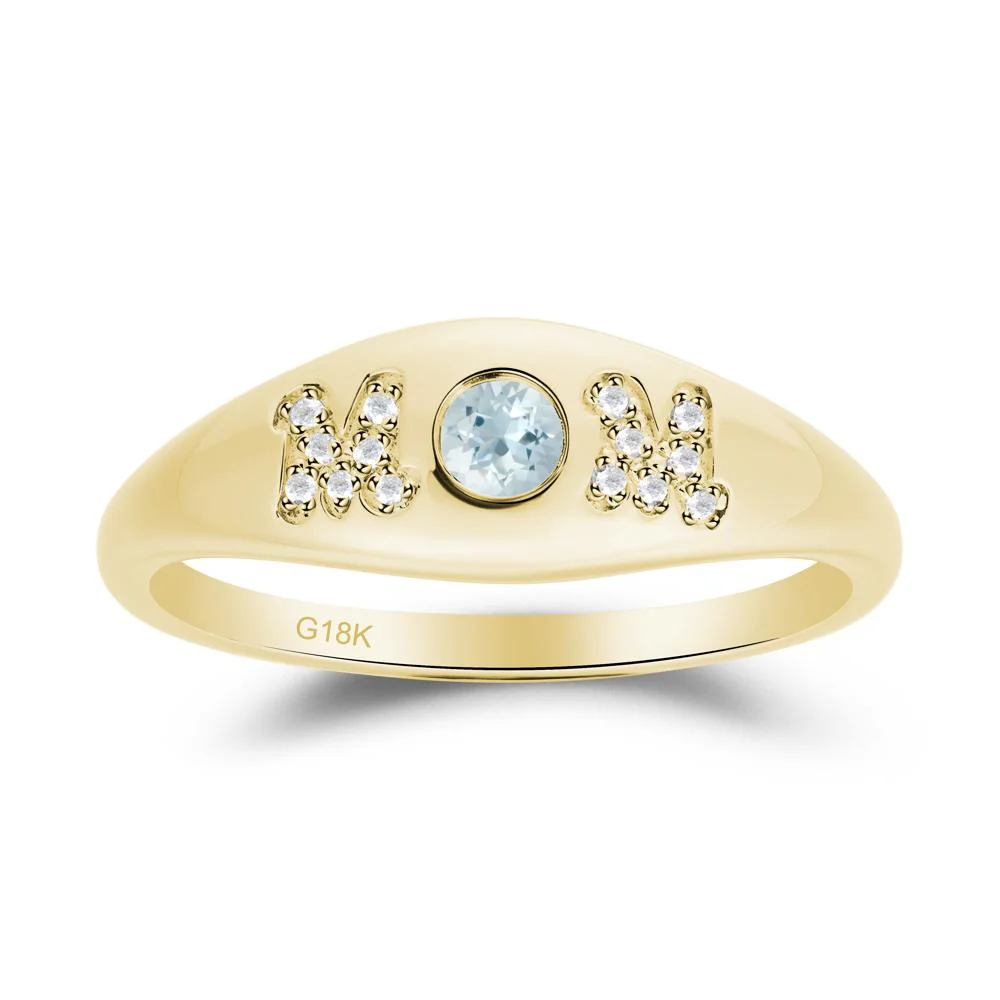 Round Aquamarine Mother's Ring - Image 4