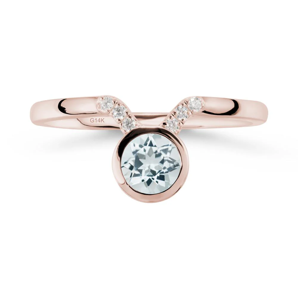 Round Aquamarine Taurus Zodiac Ring-Sensual & Loyal - Image 2