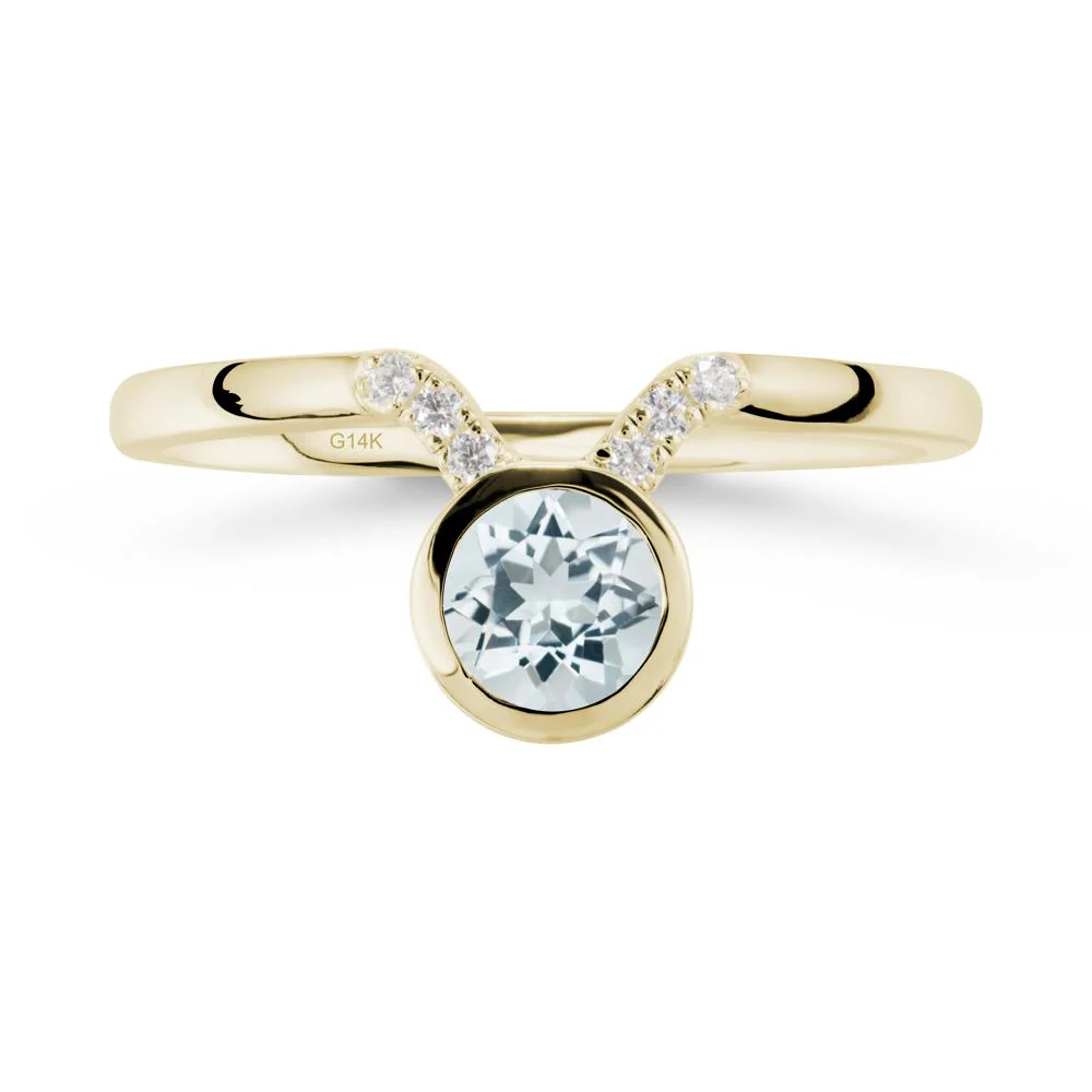 Round Aquamarine Taurus Zodiac Ring-Sensual & Loyal - Image 4
