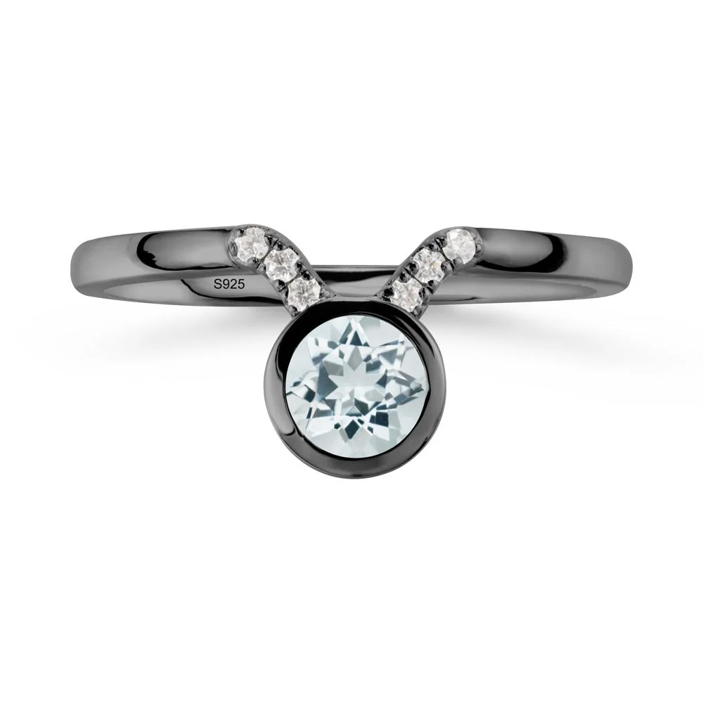 Round Aquamarine Taurus Zodiac Ring-Sensual & Loyal - Image 8