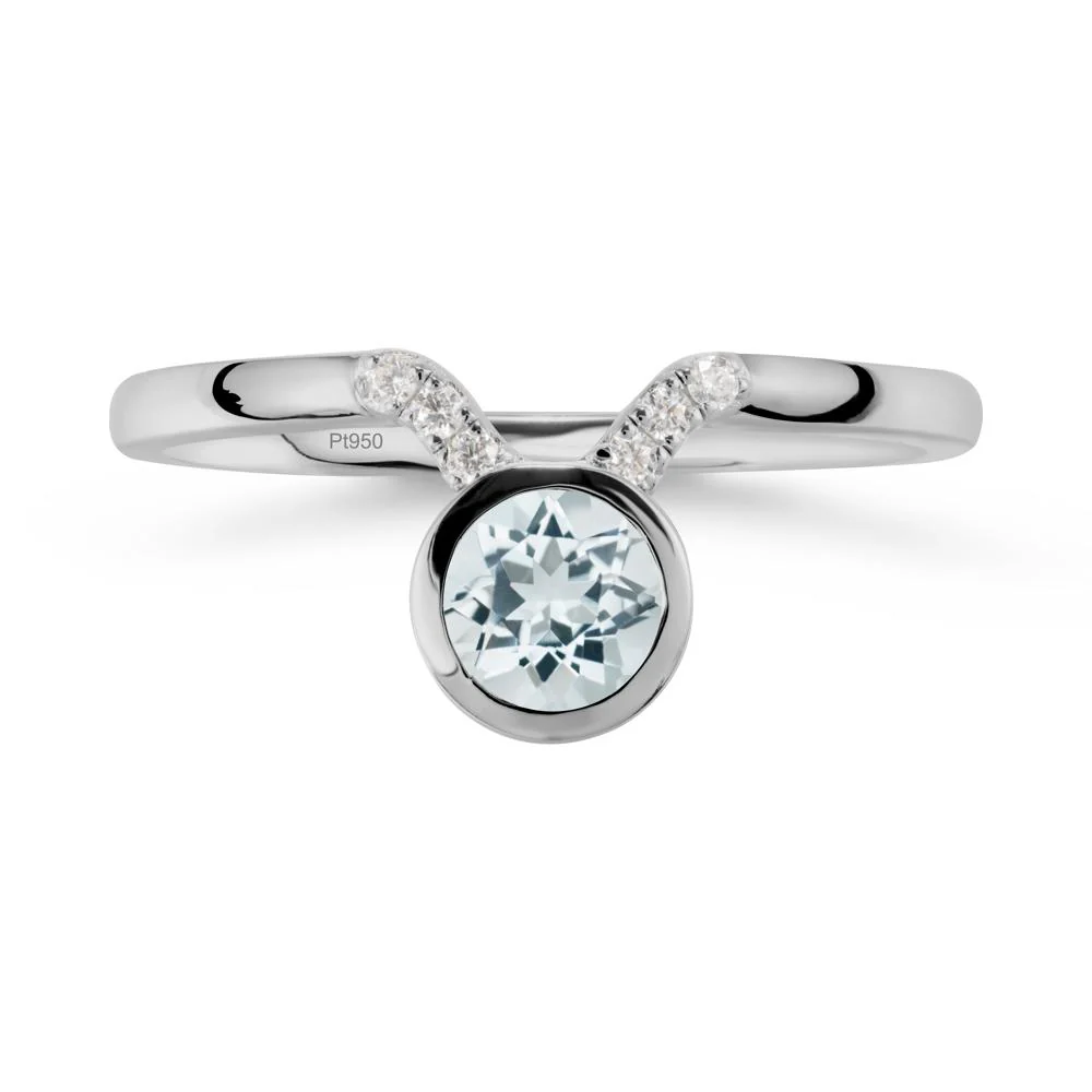 Round Aquamarine Taurus Zodiac Ring-Sensual & Loyal - Image 9