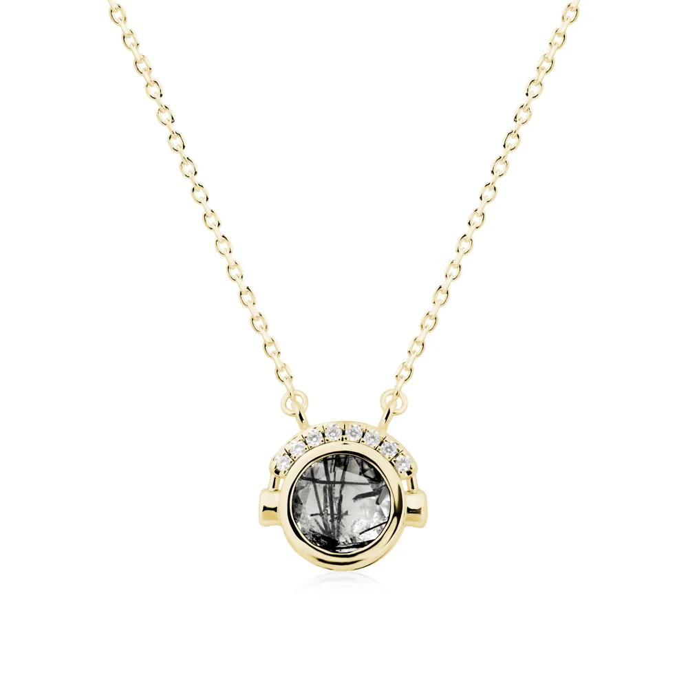 Round Black Rutilated Quartz Headphones Necklace - Image 6